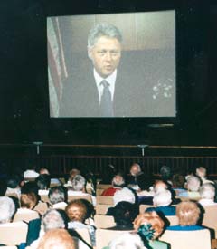 Clinton via satellite at Klein Branch of JCCs in Bustleton